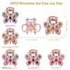QXUJI 10PCS Rhinestone Hair Claw Jaw Clips, Crystal Metal No-slip Hair Grip Clamps, Mini Butterfly Bangs Clip Bow Hair Claw Gripper, for Women Girls Hair Pins