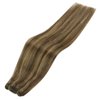 Sunny Weft Hair Extensions Human Hair Brown Sew in Extensions Highlights Hair Wefts Human Hair Sew in Dark Brown Highlights Caramel Blonde Sew in Hair Extensions Real Human Hair 18inch 100g