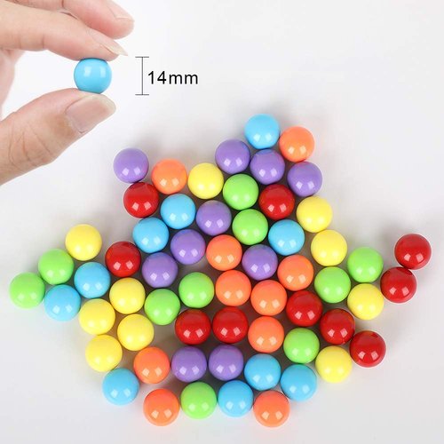 Witlans 60pcs Chinese Checker Game Replacement Balls,6 Solid Color 14mm Acrylic Game Marbles for Marble Run, Marbles Game,Aggravation Game,Traditional Marbles Games