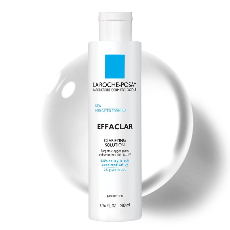 La Roche-Posay Effaclar Clarifying Solution Acne Toner with Salicylic Acid and Glycolic Acid, Por...