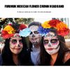 Furimuk Mexican Flower Crown Headband Halloween Day of the Dead Headwear Floral Headpiece for Women Party Costume Accessories (Red orange red yellow blue)