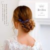 Yean Baroque Bridal Hair Pins Silver Rhinestones Wedding Hair Comb Something Blue Hair Piece for Women and Girls(3 Pcs) (Silver)