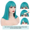 WIGER Teal Blue Bob Wig Bluish Green Short Bob Wigs with Bangs Straight Bob Wig Synthetic Bob Hair No Lace Full Wigs for Women Cosplay or Party