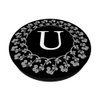 Fun Cell Phone Pop Up Holder,Cute White Floral Rose Letter U PopSockets Grip and Stand for Phones and Tablets