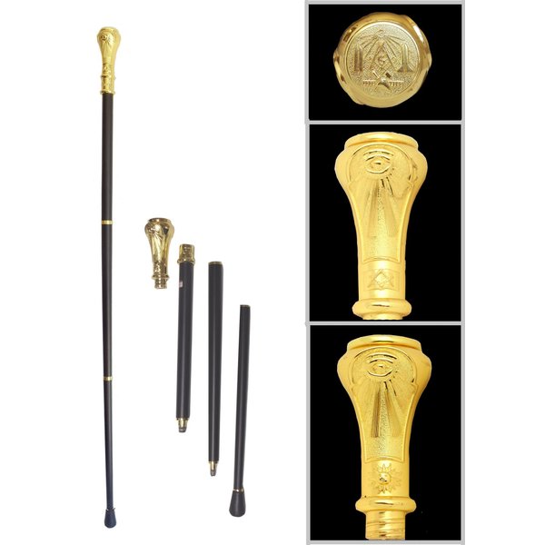 Classy Freemason Walking Stick Cane With Engraved Masonic Symbols On Handle