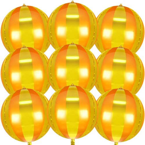 9 Pack Circus Balloons - LIYDE Carnival Decorations Circus Theme Party Decorations Circus Decorations 22 Inch 360 Degree 4D Carnival Balloons (Yellow and Orange)