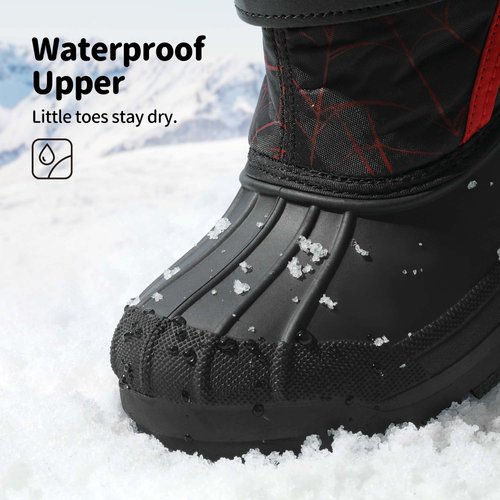 DREAM PAIRS Little Kid Kamick Black Red Mid Calf Waterproof Winter Snow Boots Size 13 M US Little Kid