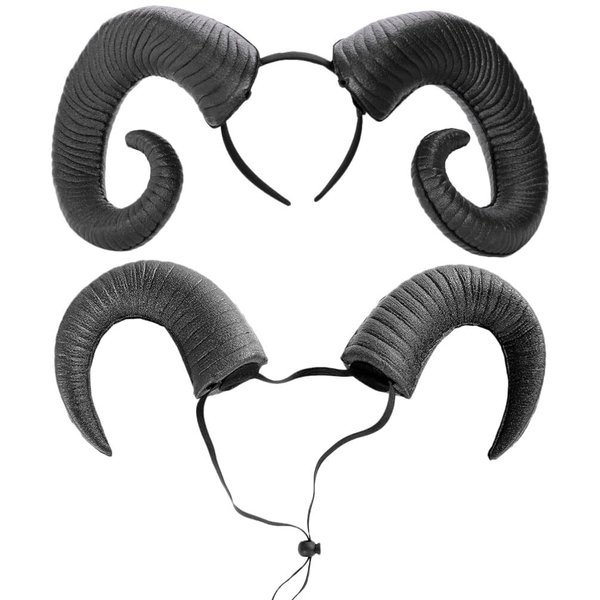 Beaupretty 2pcs Halloween Horn Headband Black Horn Halloween Costume Sheep Horns Hair Hoops Devil Horns Headband Ox Horns Hairband Demon Horn Hair Accessories