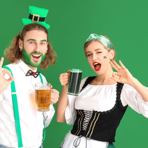 HIFANMM Green Shamrock Headbands St Patrick's Day Knotted Hair Bands for Women Girls, Green Clovers Hair Accessories, Top Knot Irish Day Parade Party Decoration Hair Hoop 1Pcs