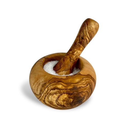 Savory Farms Rustic Olive Wood Mortar and Pestle – 6" Diameter Handcrafted Natural Olive Wood Grinder – Durable, Eco-Friendly Kitchen Tool for Herbs, Spices, and Pastes