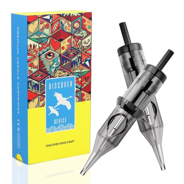Tattoo Needle Cartridges DISCOVER 20pcs Disposable Tattoo Needle Cartridges with Membrane Safety Cartridges Round Liners (1214RL)