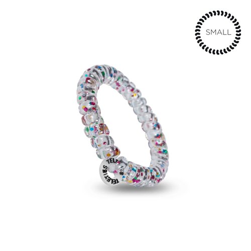 TELETIES - Spiral Hair Coils - Ponytail Holder Hair Ties for Women - Phone Cord Hair Ties - Strong Grip, No Rip, Water Resistant, No Crease Hair Tie Coils - 3 pack (Small, Party People)