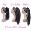 Curly Human Hair Strap Ponytail Extensions, 100% Unprocessed Brazilian Hair Wrap Around Ponytails, Magic Paste with Comb Clip in Kinky Curly Pony Tail (10", Curly Hair)