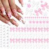 RODAKY 1000PCS Pink Bow Nail Charms White Bowknot Charms for Nail Resin Flatback Nail Pearl Beads Flower Charms Valentine's Day Nail Decoration Accessories for Women Manicure DIY