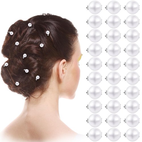 30PCS Mini Pearl Hair Clips, Brides Pearl Hair Accessories, Pearl Wedding Hair Pins, Bridal Hair Accessories Claw Cilp, White Pearl Hair Pins for Brides Bridesmaid Women for Wedding Parties Daily Use