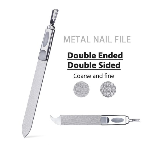 VOGARB Metal Nail File for Natural Nails,2 Pack Set Double Ended Double Sided Emery Board for Fingernail and Thick Toe Nails,Professional manicure Pedicure kit