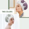 Unaone 2 Pack Microfiber Hair Drying Towels, Super Absorbent Turban Hair Towel Cap, Quick Dry Head wrap with Bow-Knot Shower Cap for for Curly, Long, Thick Hair & Wet Hair (Light Green & Light Purple)