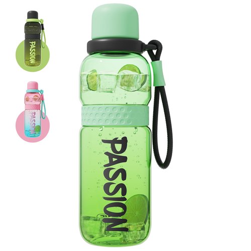 QWE Bike Cycling Water Bottle Plastic with Carry Handle,700ml/23oz,Lightweight,Heat-resisting,Reusable,Tritan BPA-free,Shock-resistant,for mountain,Road,Sport,Outdoors,and Gym(Green)