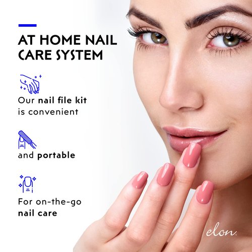 Elon Professional Nail File System – 4 Step Fingernail Files for Manicure - Nail File Set (4 Double-Sided) – Dermatologist Recommended Hand Files for Nails – Rebuild & Restore The Health of Nails