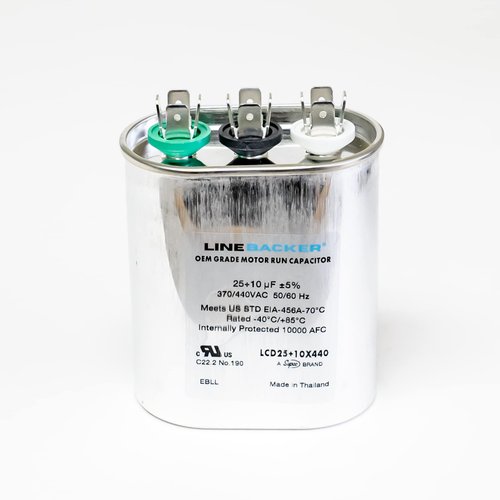 Supco Capacitor Oval Dual Run 25 + 10 uf 370/440 Volts for HVAC Motors Compressors LCD25+10X440 Linebacker