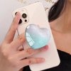 Ksadiye Expandiing Moblile Cell Phone Grip Heart Shape Glass Holder for Smartphones, Cellphone Collapsible Stand（ Rose Gold Green