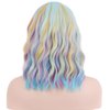 PATTNIUM Rainbow Wig Short Wavy Colorful Wig Pastel Rainbow Wig with Bangs Multicolor Wig for Women Girls Heat Resistant Synthetic Cosplay Costume Wig (Rainbow)