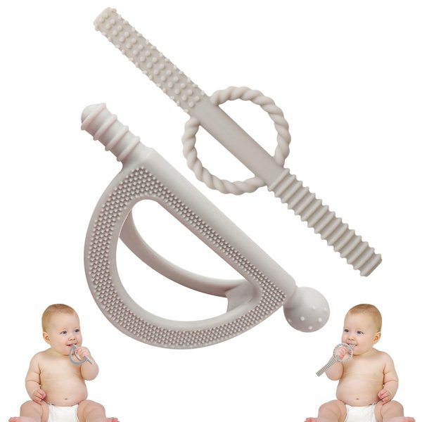2 Pack Baby Teether Toys for Teething Relief Toys for 0-6,12,18 Months Infant,Silicone Chew Toys for Baby