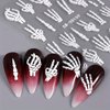 Halloween Skull Nail Art Stickers Skeleton Bones Nail Art Decals 3 Sheets 5D Embossed Finger Skull Nail Stickers Self-Adhesive Hand Bones Nail Sliders Halloween DIY Manicure Supplies for Women Girls