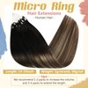 Sunny Micro Hair Extensions Human Hair Black Micro Bead Hair Extensions Human Hair Black Balayage Dark Brown Ombre Medium Ash Blonde Micro Human Hair Extensions Micro Ring Hair Extensions 18inch 50g
