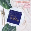 DYLIVeS Happy Birthday Napkins, Blue and Gold Foil Dots Napkins Disposable Paper Napkins for Dinner Picnic Cocktail Birthday Party Supplies Decorations for Boy Man, 6.5 x 6.5 Inch (Pack of 50)