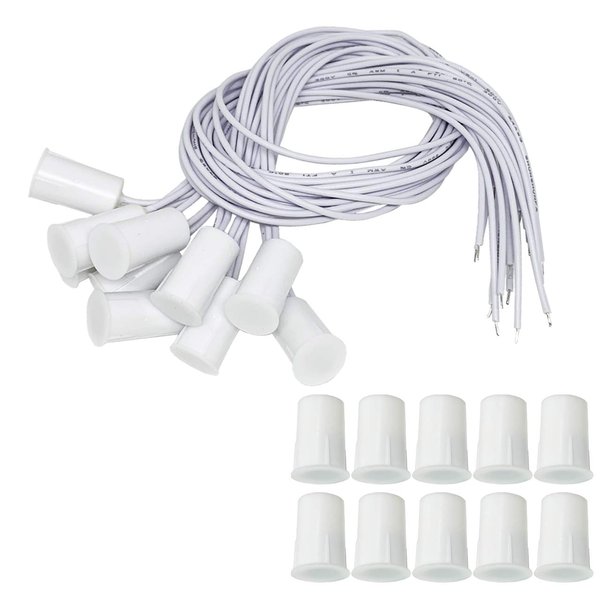 10Pcs RC-33 NC Recessed Wired Security Window Door Contact Sensor Alarm Magnetic Reed Switch White
