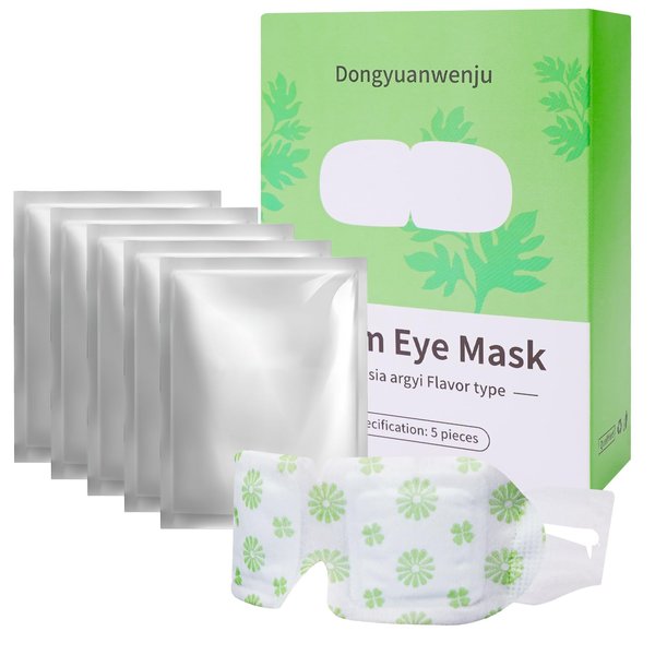 Dongyuanwenju 5pcs Wormwood Steam Eye Mask, Wormwood Warm Eye Mask, Eye Mask for Eye Fatigue Relief, Eye Mask for Eye Bags, Disposable Moisturizing Hot Compress Eye Mask, Automatic Heating Eye Mask