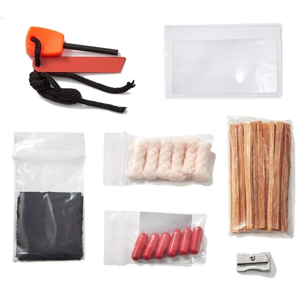 Off Grid Tools Mini Pocket Fire Starting Kit, 21 Pieces Outdoor Survival Kit, Resealable Waterproof Bag, Includes Survival Information Sheet, Tactical Gear & Accessories
