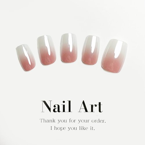 Ombre Square Press on Nails Short Fake Nails Chrome Acrylic Nails Glossy Gradation False Nails Gel Glue on Nails Stick on Nails for Women Girls Manicure 24 Pcs