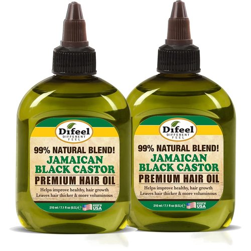 Difeel Premium Natural Jamaican Black Castor Hair Oil 7.1 oz (PACK OF 2) - Jamaican Black Castor Oil for Hair Growth