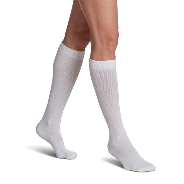 SIGVARIS EVERSOFT Diabetic Sock 160 Knee-high Compression Socks 8-15 mmHg - White - Medium