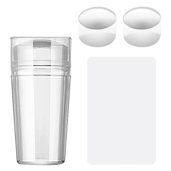 BESARME 4 in 1 Nail Art Stamper Set, 1 Pcs Nail Art Stamper with 2 Pcs Silicone Heads and 1 Scraper Manicure Nail Art Tool with Scraper for DIY Nail Decor