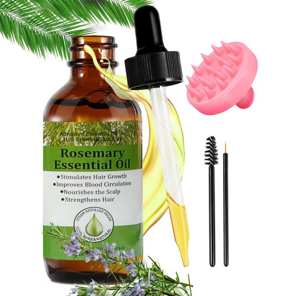 CLFJLXYX 100% Organic Rosemary Hair Growth Oil - Effective for Hair Thickening, Hair Loss Treatment, Hair Mask and Damaged Hair Care, 2.11 Fl Oz