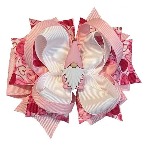 Valentine's Day Light Pink Gnome Boutique Hair Bow