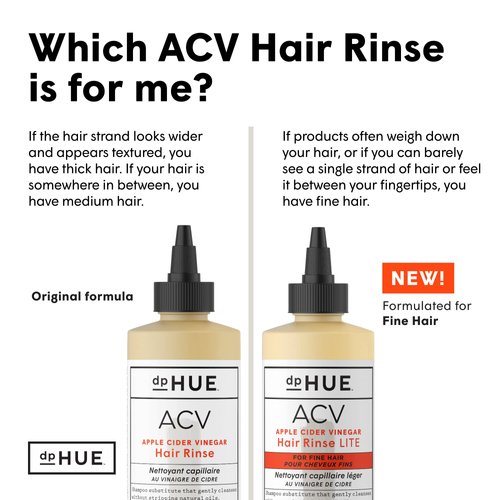 dpHUE Apple Cider Vinegar Hair Rinse Lite, 8.5 oz - Shampoo Alternative, Scalp Cleanser - Won't Weigh Down Fine Hair - Removes Buildup, Protects Natural Oils