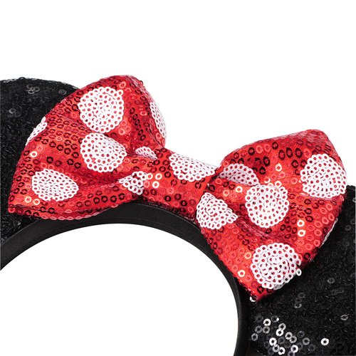 FANYITY Mouse Costume Ears,2 Pcs Mouse Ears Headbands for Girls & Women Party,Size Free (Red Bow Points)