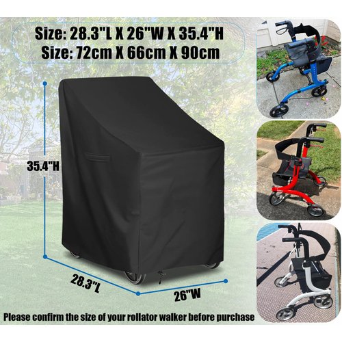 SoloToo Rollator Walker Cover - Cover for Walkers for Seniors,Rolling Walker Waterproof Protective Cover,Fits Walker with Wheels and Seat (Cover Only,Black)