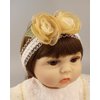 Bethynas Lace Flower Headband for Baby Girls Gauze Floral Elastic Infant Hairband Birthday Party Princess Hair Accessories for Newborn Toddlers (Gold)
