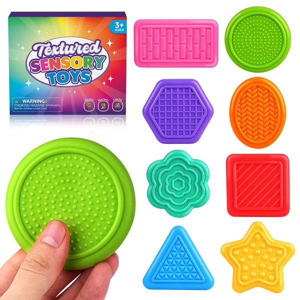 Fidget Toys for Kids: 8 Pack Textured Soft Pad for Autism Kids Calming - Fidget Stress Toys for Students Anxiety Relief - Small Prizes Fidget Toys