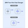ESSAGER USB C Charger Block 20W 2 Pack Dual Port PD Power Adapter Fast Wall Charger for iPhone 15/15 Pro Max/14/13/12, iPad/iPad Mini, MacBook Pro/Air, Black
