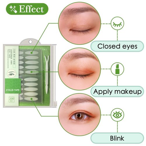400 Pairs Adhesive Invisible Single Side Eyelid Tape Stickers Makeup Breathable Big Eye Decoration Strips, Instant Eye Lift Without Surgery, Perfect for Uneven Droopy Hooded eyelids