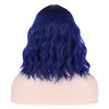 incohair Ombre Wig Blue Wigs 14 inches Black to Dark Blue Ombre Wigs 2 Tones Color Short Curly Bob Wig with Bangs Synthetic Cosplay Party Daily Wigs Wig Cap Included (Ombre Dark Blue)