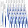 Patelai 100 Pcs Individually Wrapped Toothbrush Bulk Disposable Travel Toothbrushes Soft Bristle Tooth Brush Single Pack for Camping Adults Kids Hotels Guest Toiletries (Blue)