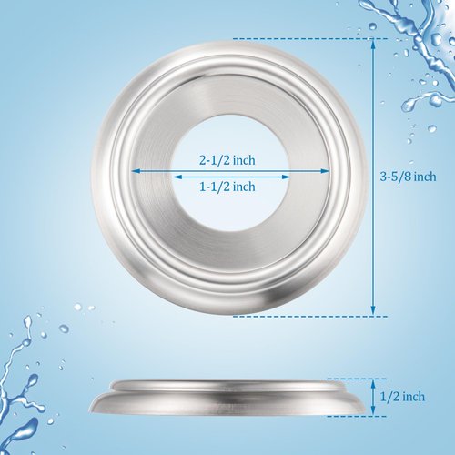 1 Pack Metal Tub Spout Cover Ring, Brushed Nickel Bathroom Faucet Remodeling Wall Plate with Foam Gasket, 1-1/2 Inch ID and 3-5/8 Inch OD