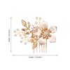 SWEETV Gold Bridal Hair Clip,Floral Bridal Hair Comb Barrette Flower Hair pieces for Brides Wedding